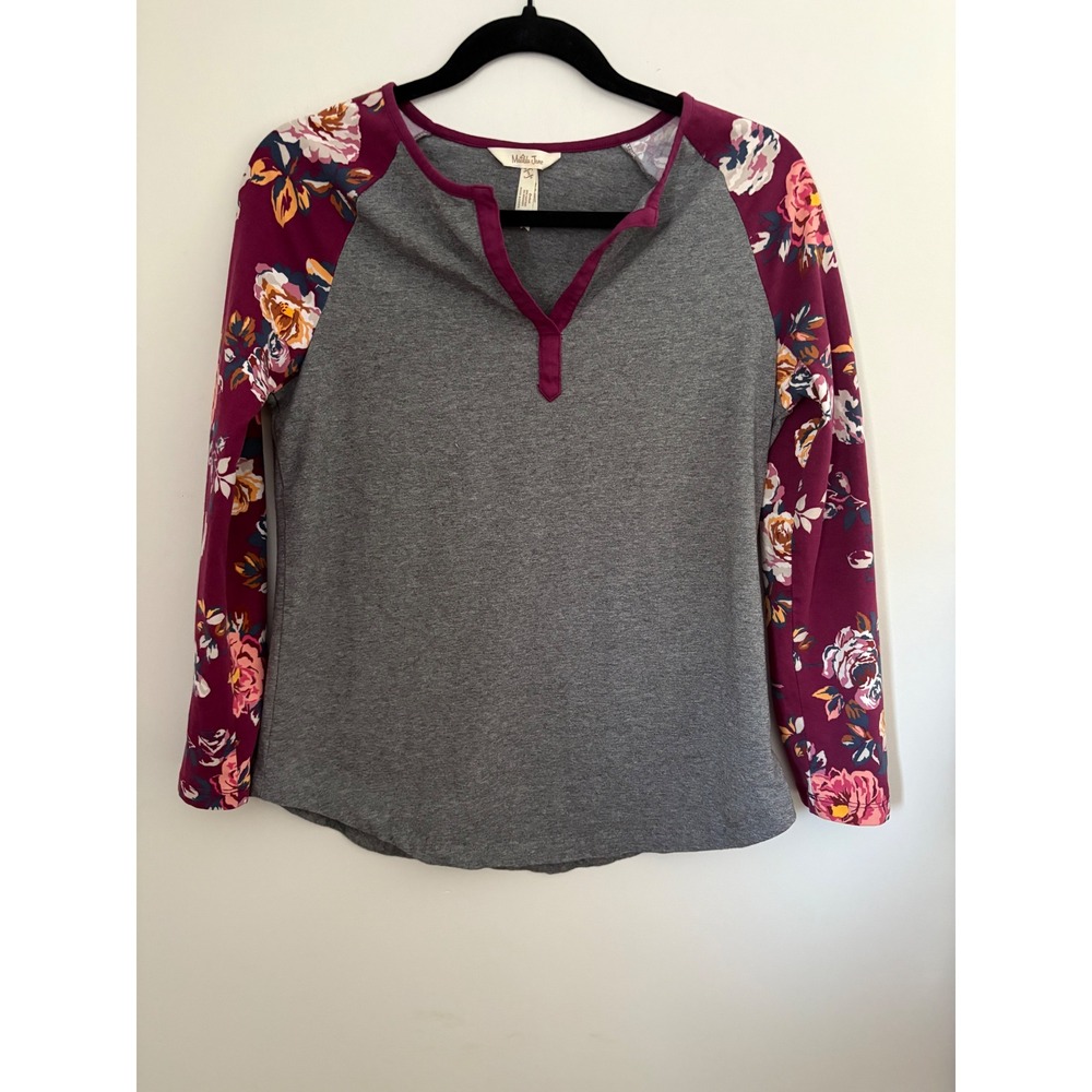 Matilda Jane Times Table Floral Blossom‎ Baseball Tee Sz Small Long Sleeve Boho